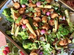 ホタテの麻辣炒め、彩り野菜のロースト添えの写真